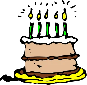 Whimsical Hand-Drawn Birthday Cake Clipart with Cheerful Candles
