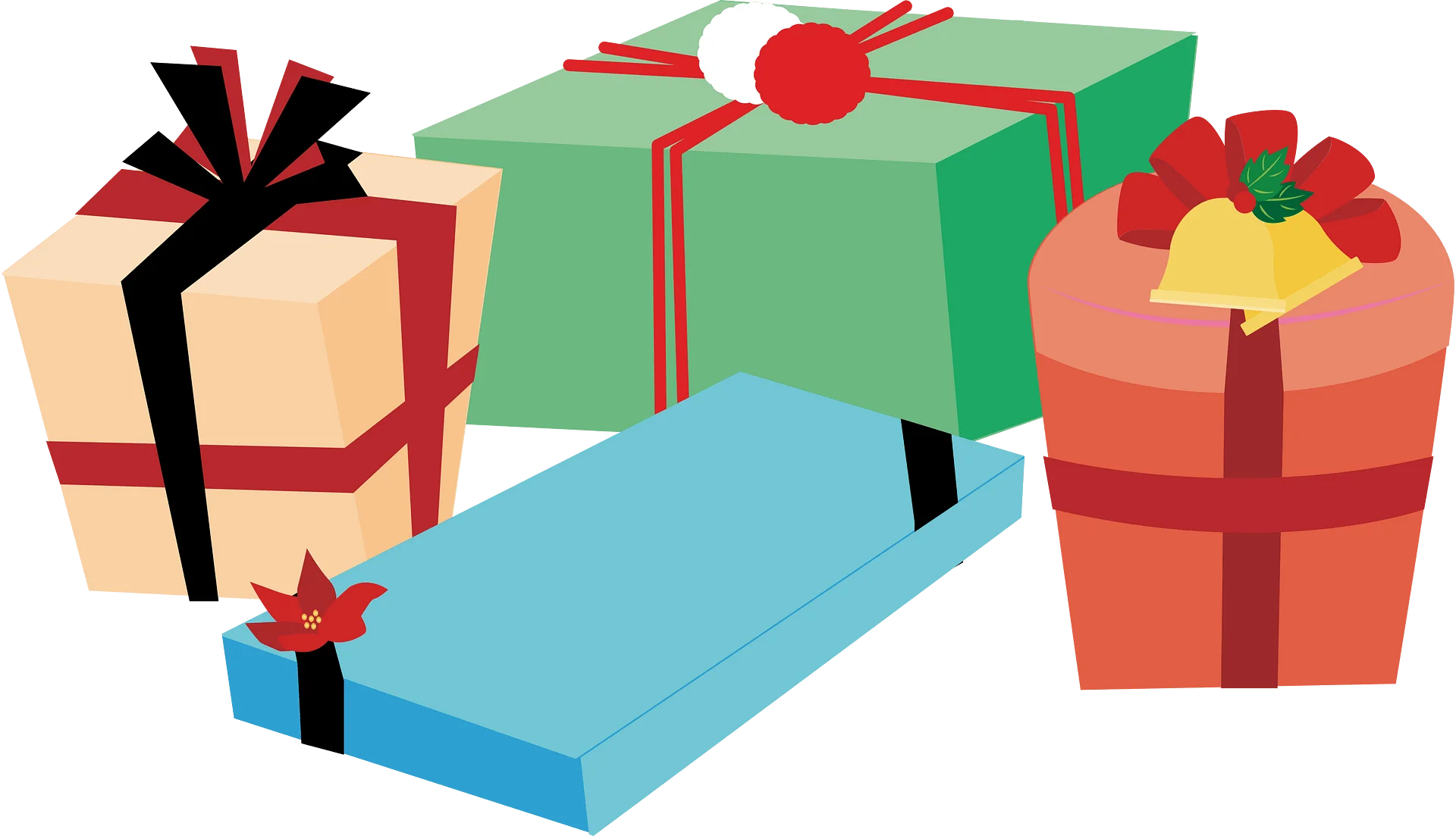 Festive Christmas Gift Boxes Clipart: Colorful Wrapped Presents Collection