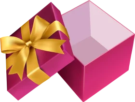 Festive Open Pink and Gold Christmas Gift Box Clipart Design Element