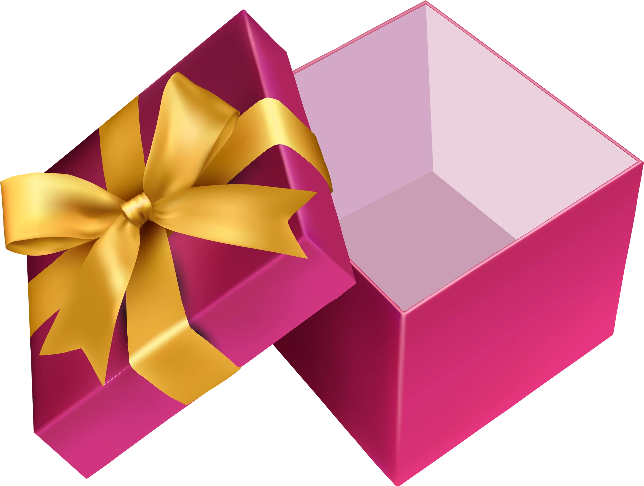 Festive Open Pink and Gold Christmas Gift Box Clipart Design Element