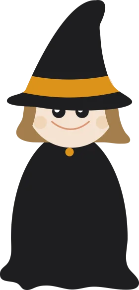 Enchanting Cartoon Witch Clipart with Black Robe and Pointed Hat