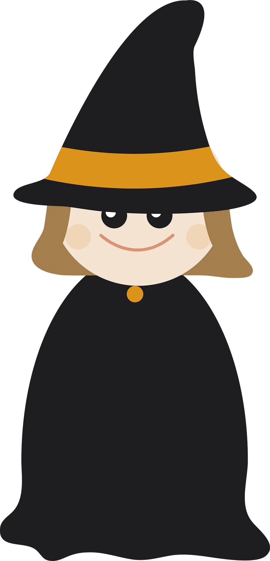 Enchanting Cartoon Witch Clipart with Black Robe and Pointed Hat