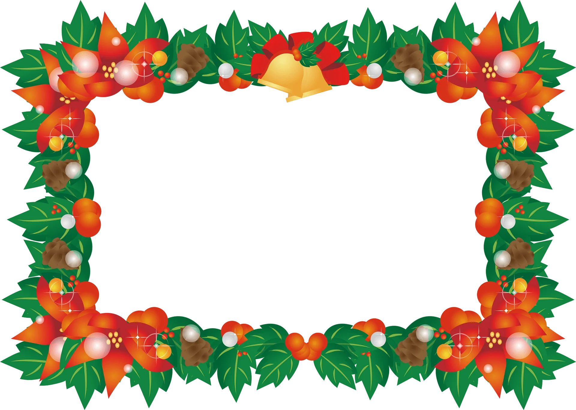 Festive Christmas Wreath Clipart with Red and Green Holiday Decorative Border