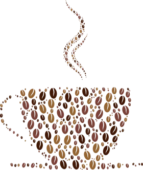 Artistic Coffee Bean Silhouette Clipart Showcasing Intricate Cup Design