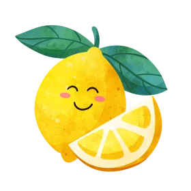 Cheerful Sunshine Lemon Clipart with Adorable Kawaii Cartoon Style Expression