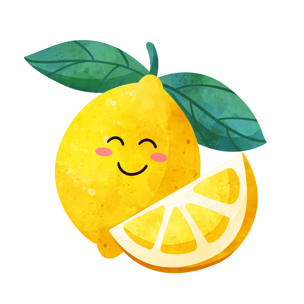 Cheerful Sunshine Lemon Clipart with Adorable Kawaii Cartoon Style Expression