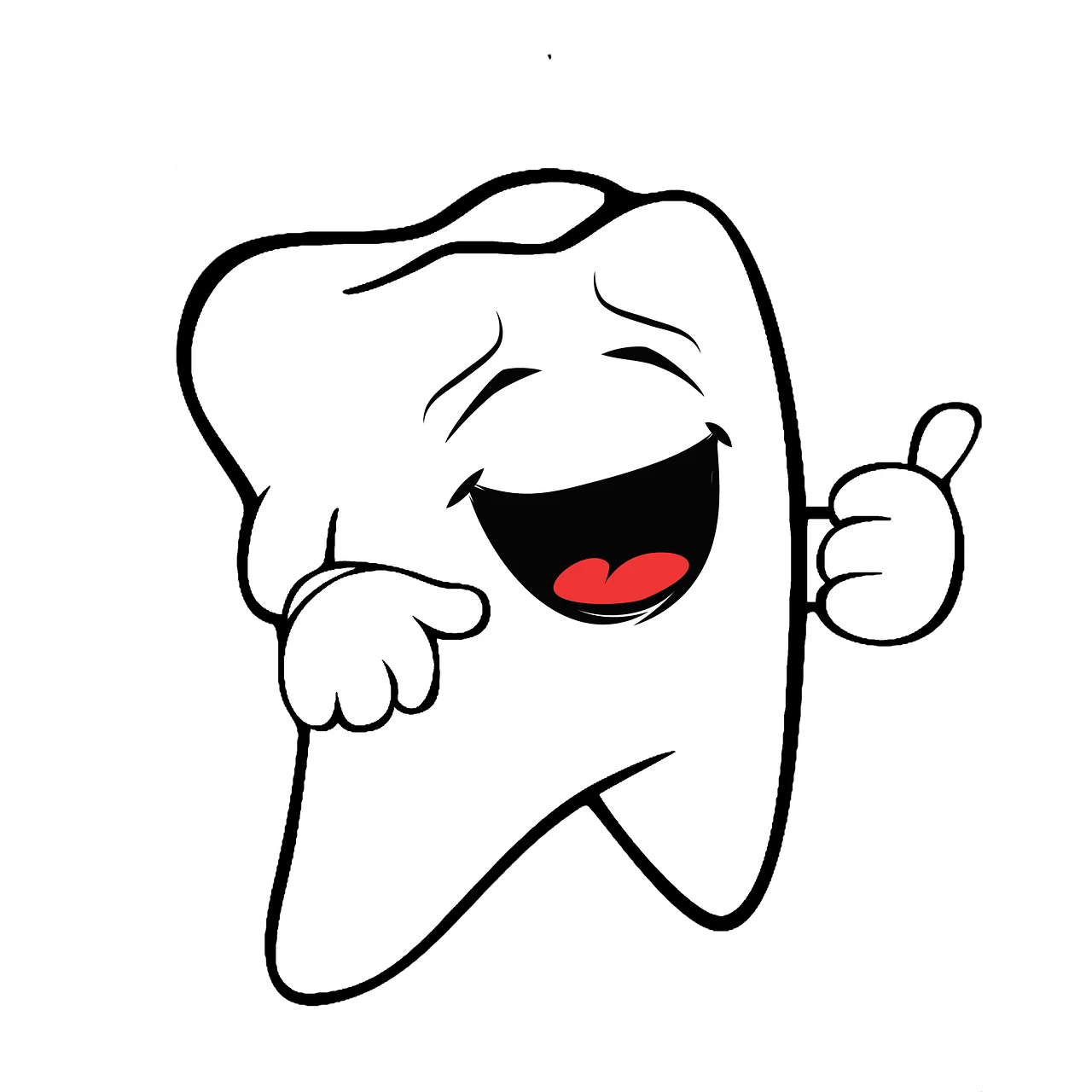 Cheerful Tooth Clipart Character Giving Thumbs Up with Joyful Expression