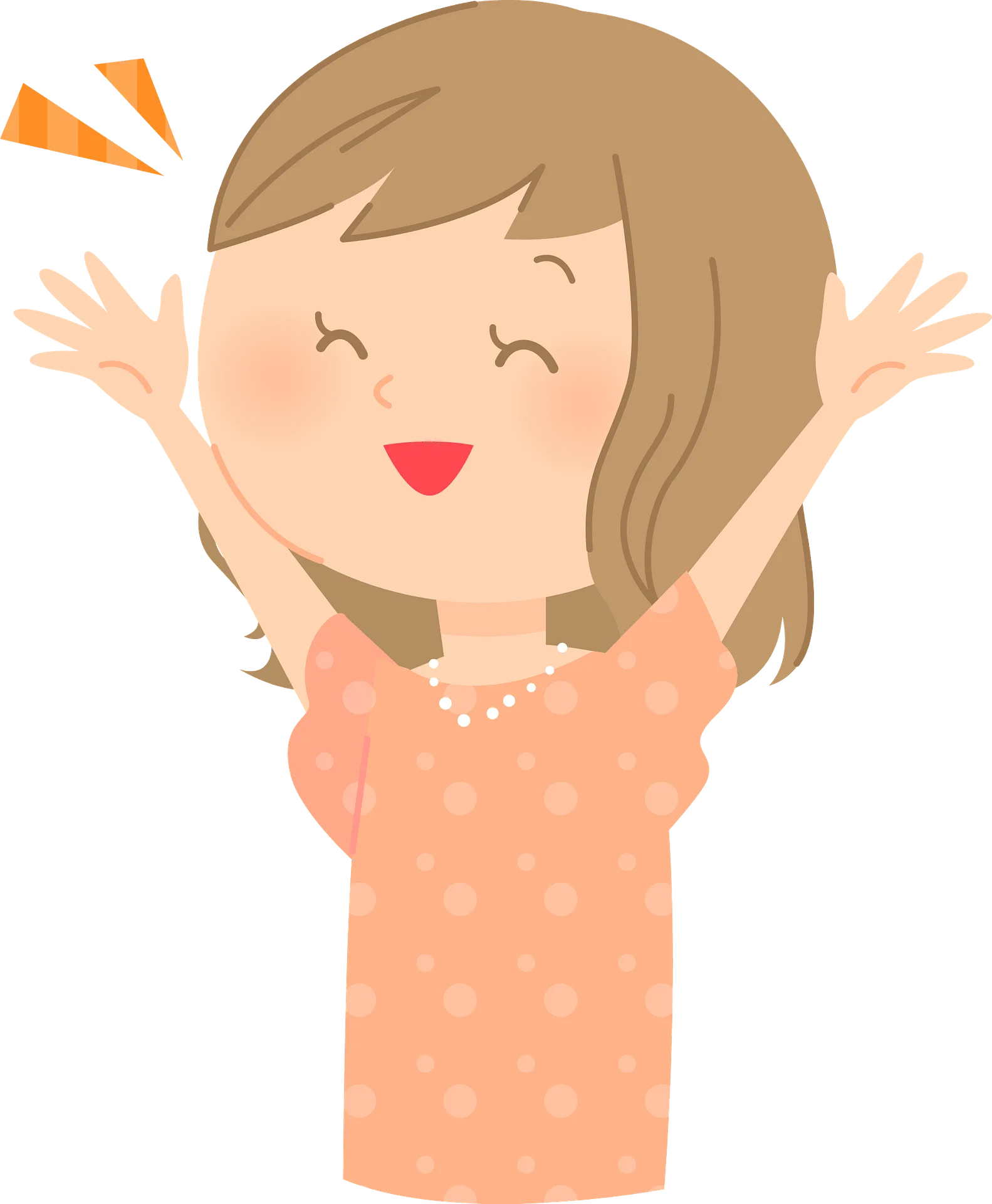 Cheerful Young Girl Clipart Illustration Expressing Joy and Excitement