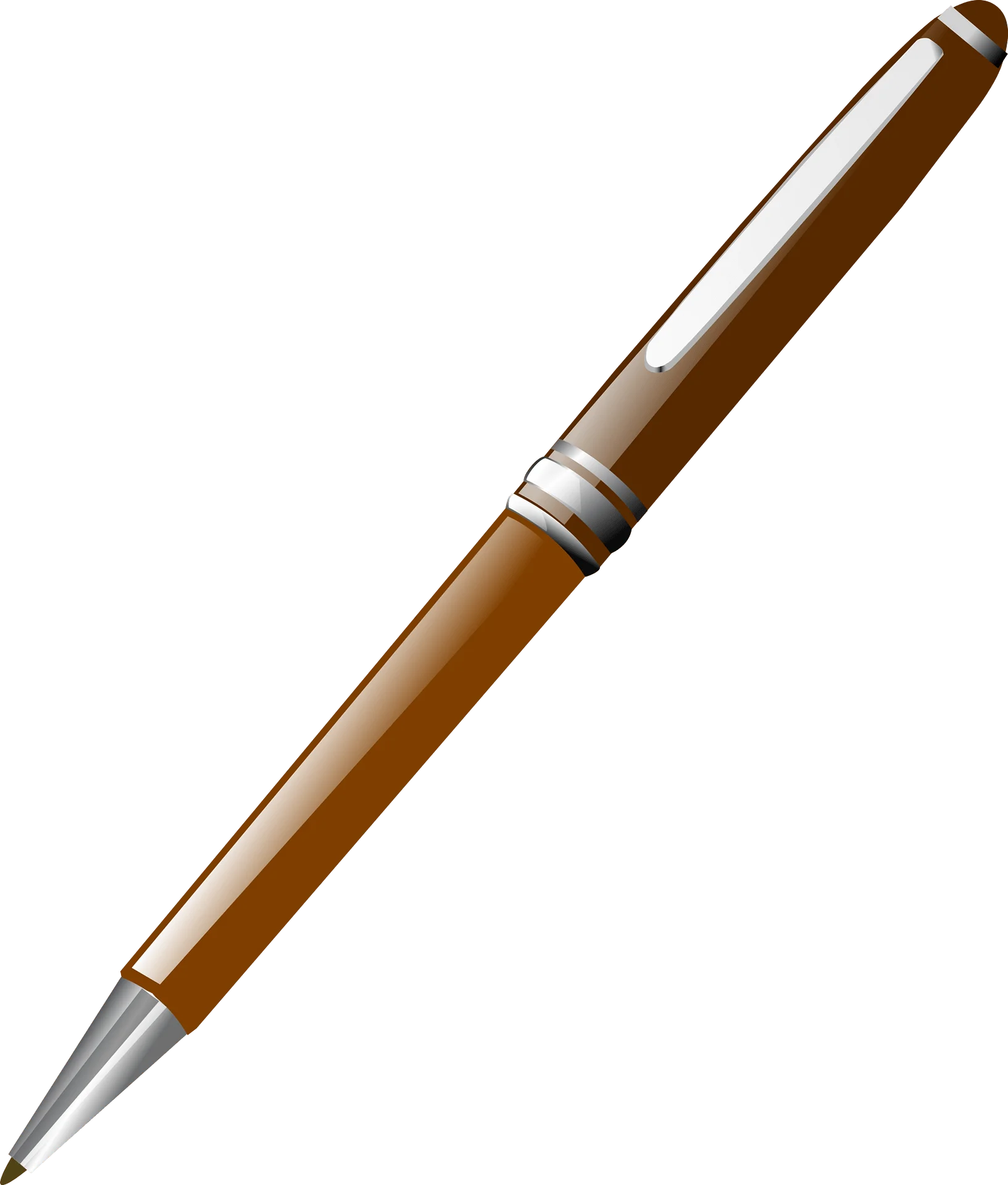 Elegant Golden Brown Professional Ballpoint Pen Clipart Design with Metallic Accents