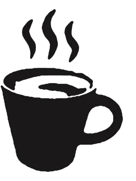 Minimalist Black and White Steaming Coffee Cup Clipart Design with Wavy Aroma