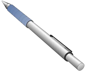 Modern Ergonomic Ballpoint Pen Clipart with Sleek Blue and Silver Design