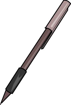 Sleek and Modern Monochrome Ballpoint Pen Clipart with Minimalist Design