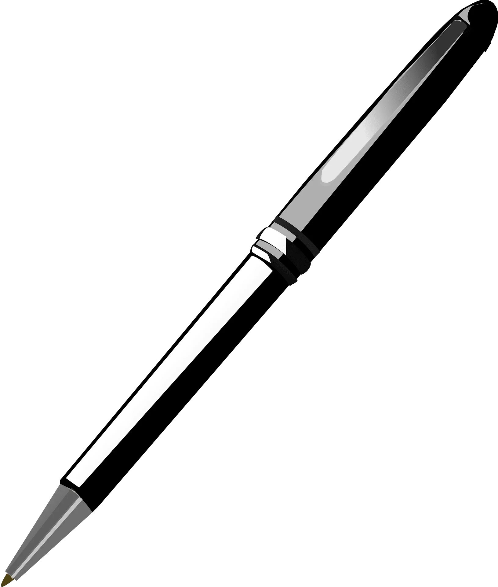 Sleek Black and Silver Executive Ballpoint Pen Clipart Design
