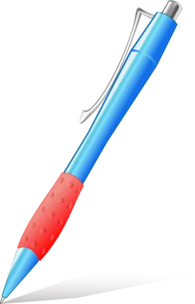 Sleek Blue and Crimson Ballpoint Pen Clipart with Ergonomic Design
