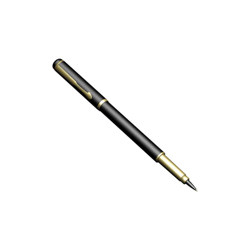 Sleek Metallic Black Executive Pen Clipart with Golden Accent Design