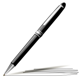 Sleek Professional Black Ballpoint Pen Clipart with Elegant Silver Accents