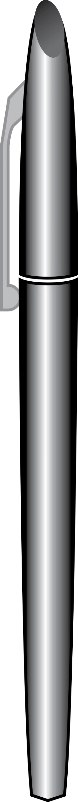 Sleek Silver Ballpoint Pen Clipart with Elegant Metallic Contours