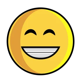 Cheerful Smiley Face Clipart with Broad Grin and Closed Eyes of Pure Joy