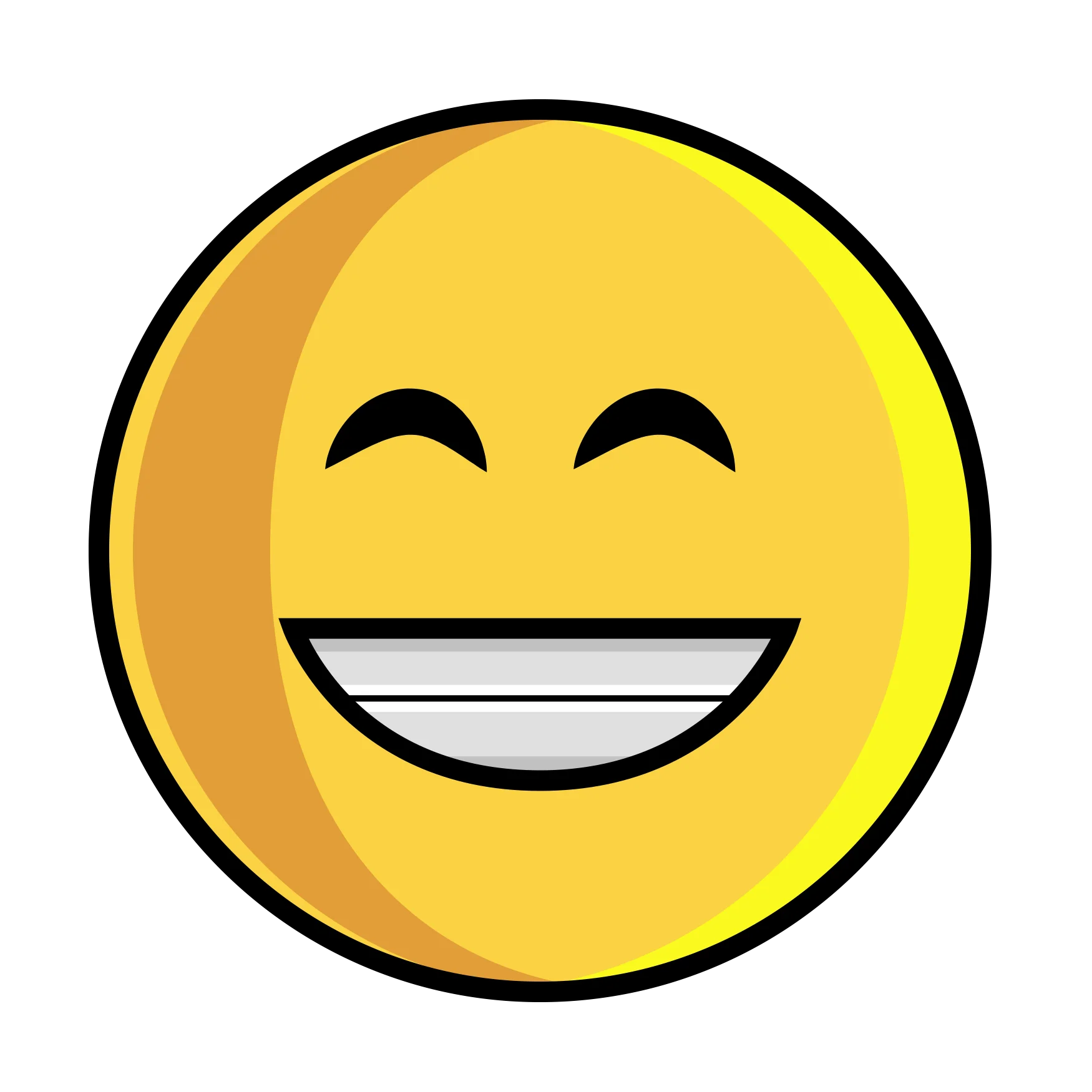Cheerful Smiley Face Clipart with Broad Grin and Closed Eyes of Pure Joy