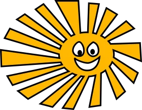 Cheerful Yellow Sunshine Clipart with Radiant Beaming Cartoon Face