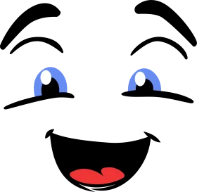 Joyful Cartoon Face Clipart Expressing Pure Happiness and Cheerful Emotion