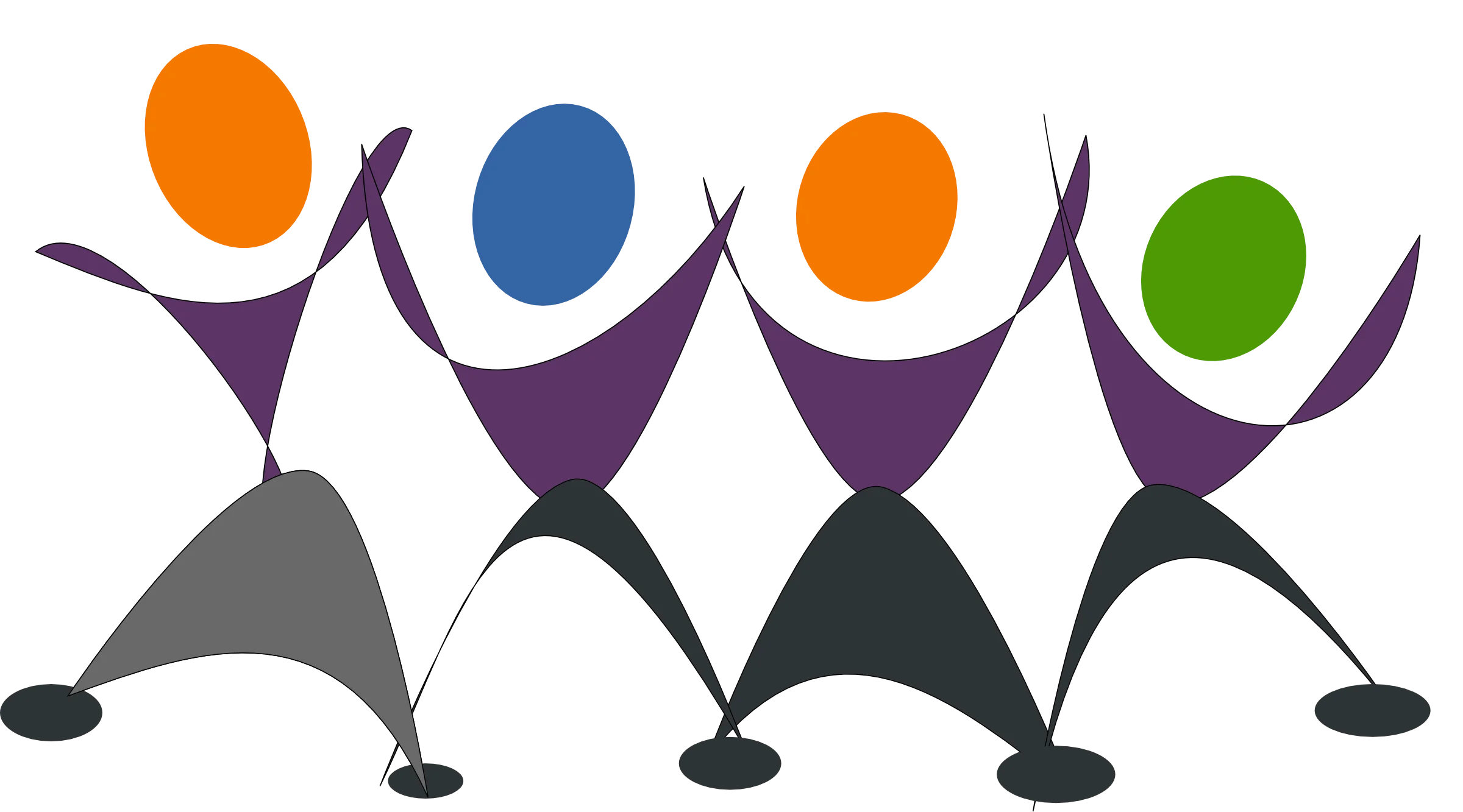 Joyful Stick Figure Dancers in Colorful Celebration Clipart Design