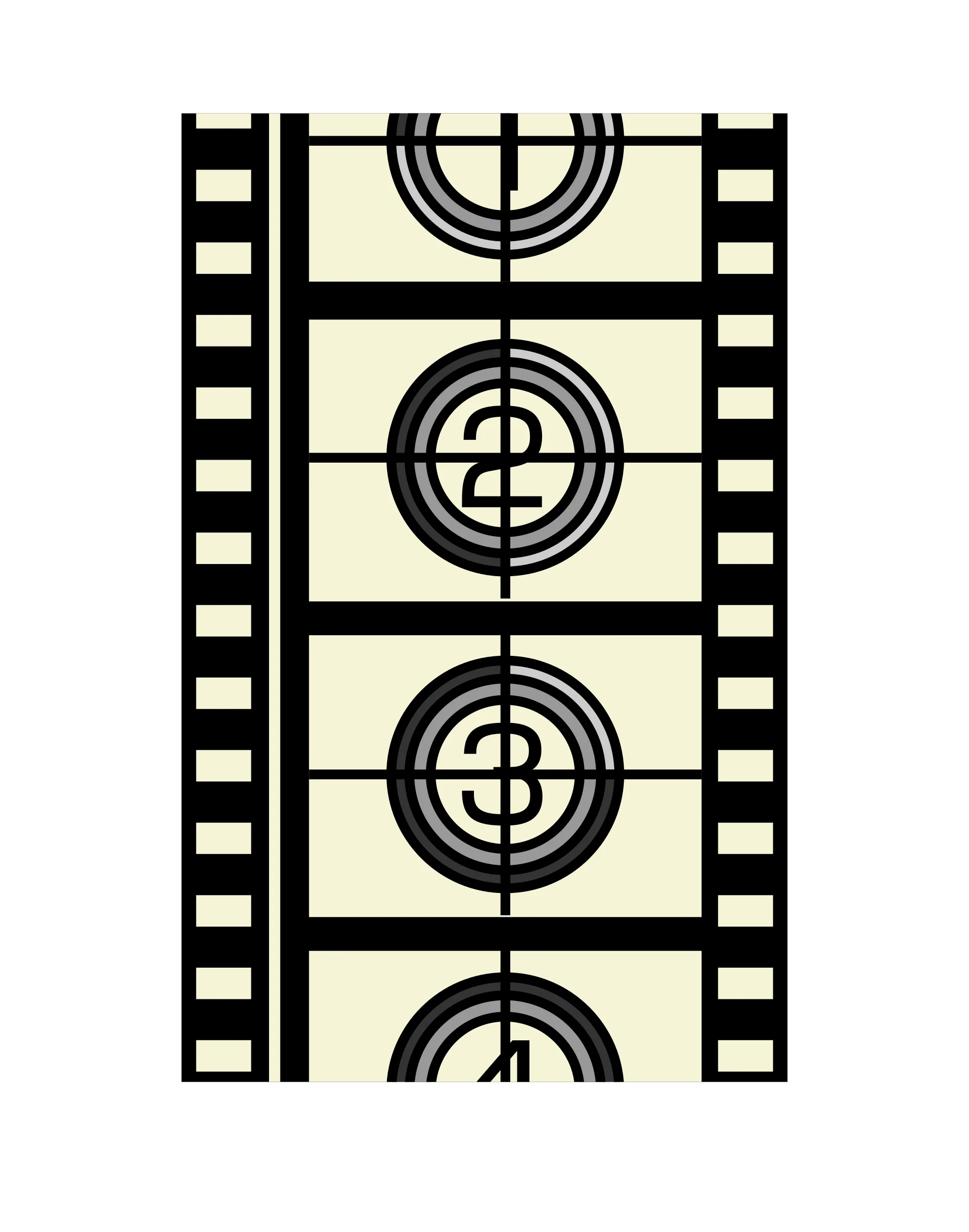 Vintage Cinematic Film Strip Clipart: Nostalgic Reel with Circular Markers