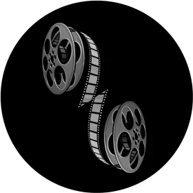 Classic Cinema Film Reels Vintage Monochrome Clipart Design Illustration