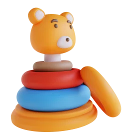 Adorable Stacking Rings Clipart with Cute Teddy Bear Head Toy