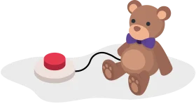 Adorable Teddy Bear Pressing Emergency Cartoon Clipart Illustration