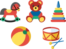 Cheerful Childhood Playtime Clipart: Classic Toys Collection for Kids