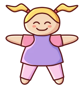 Cheerful Stick Figure Girl Clipart with Pigtails in Playful Pose