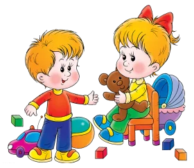Playful Children's Room Clipart Scene with Colorful Toys and Interaction