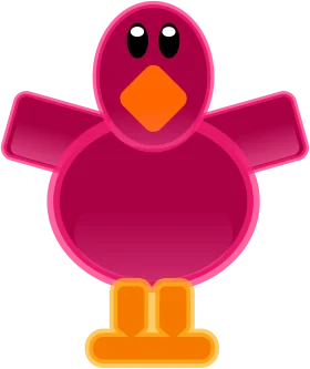 Playful Pink Bird Clipart with Simplified Geometric Design for Kids