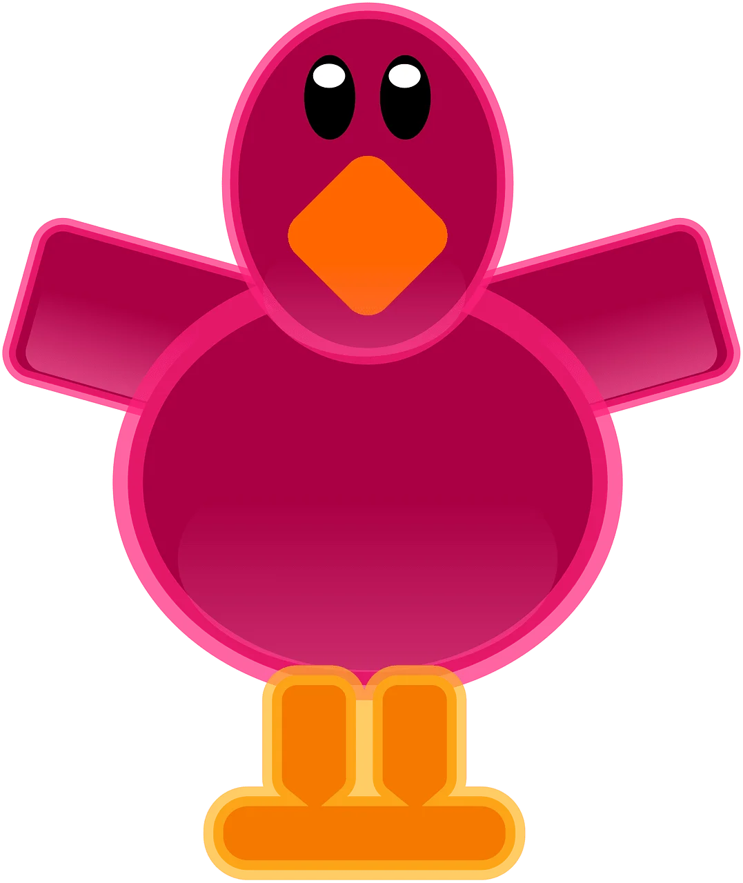 Playful Pink Bird Clipart with Simplified Geometric Design for Kids