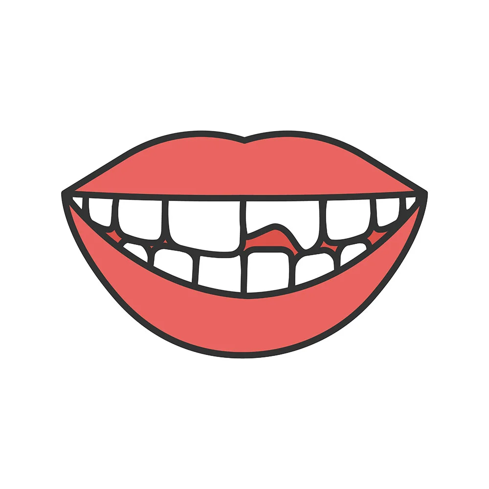 Cheerful Cartoon Smile Clipart with Bright Red Lips and White Teeth