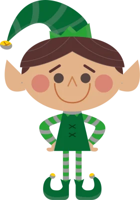 Cheerful Green Christmas Elf Clipart with Whimsical Pointed Hat and Shoes