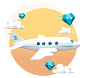 Elegant Private Jet Soaring Through Serene Skies with Diamond Accents Clipart