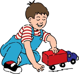 Playful Child Enjoying Colorful Toy Truck Clipart Illustration