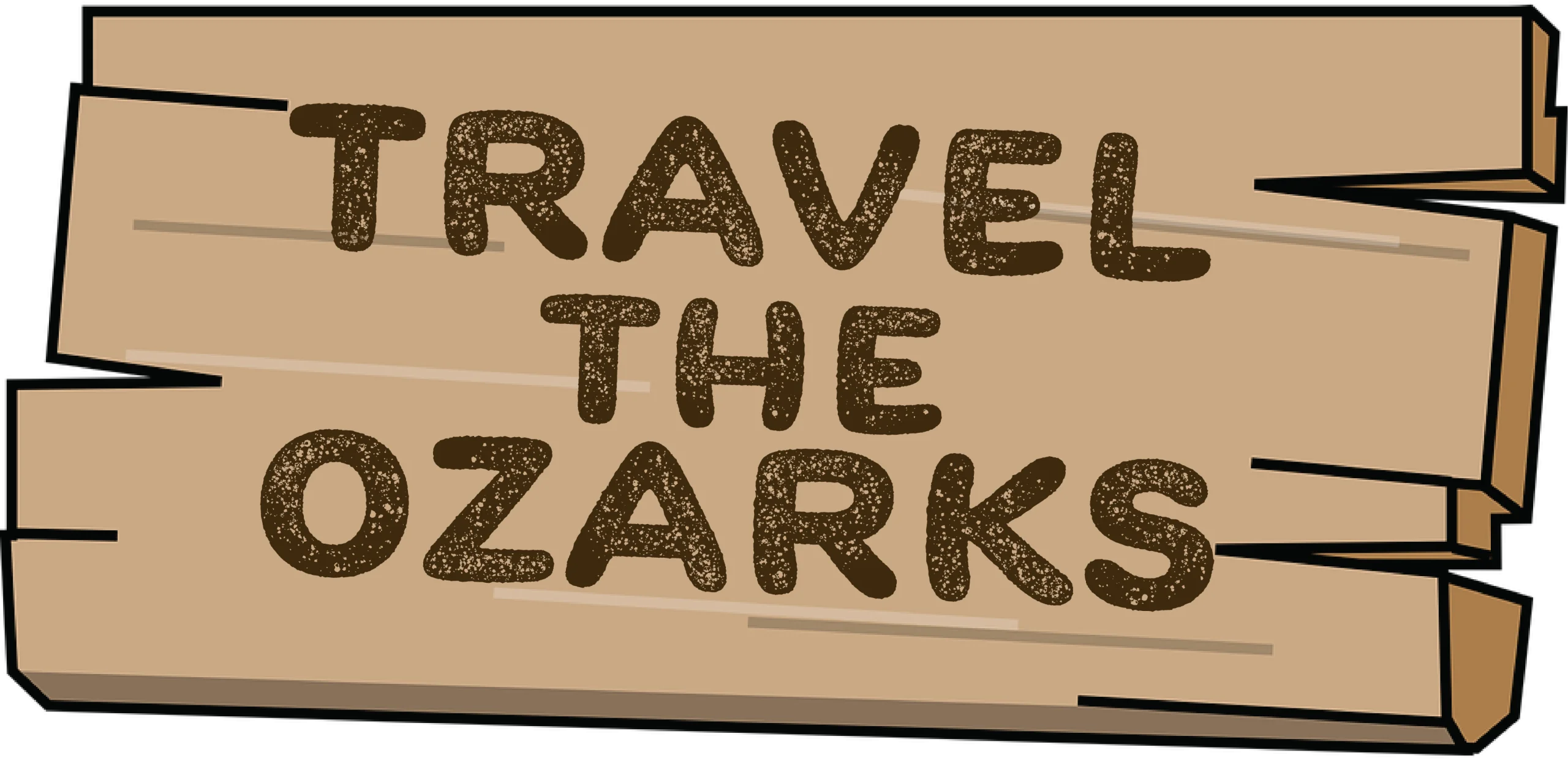 Rustic Wooden Signboard Clipart Inviting Adventurers to Travel the Ozarks