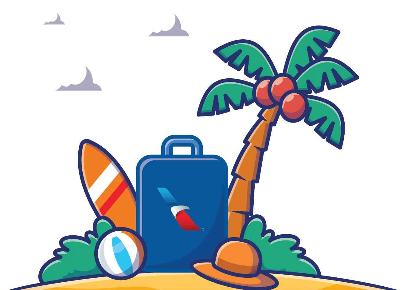 Tropical Beach Adventure Essentials: Playful Summer Travel Clipart Collection