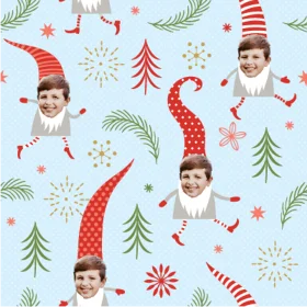 Whimsical Elf Clipart Pattern with Playful Red and Green Christmas Elements