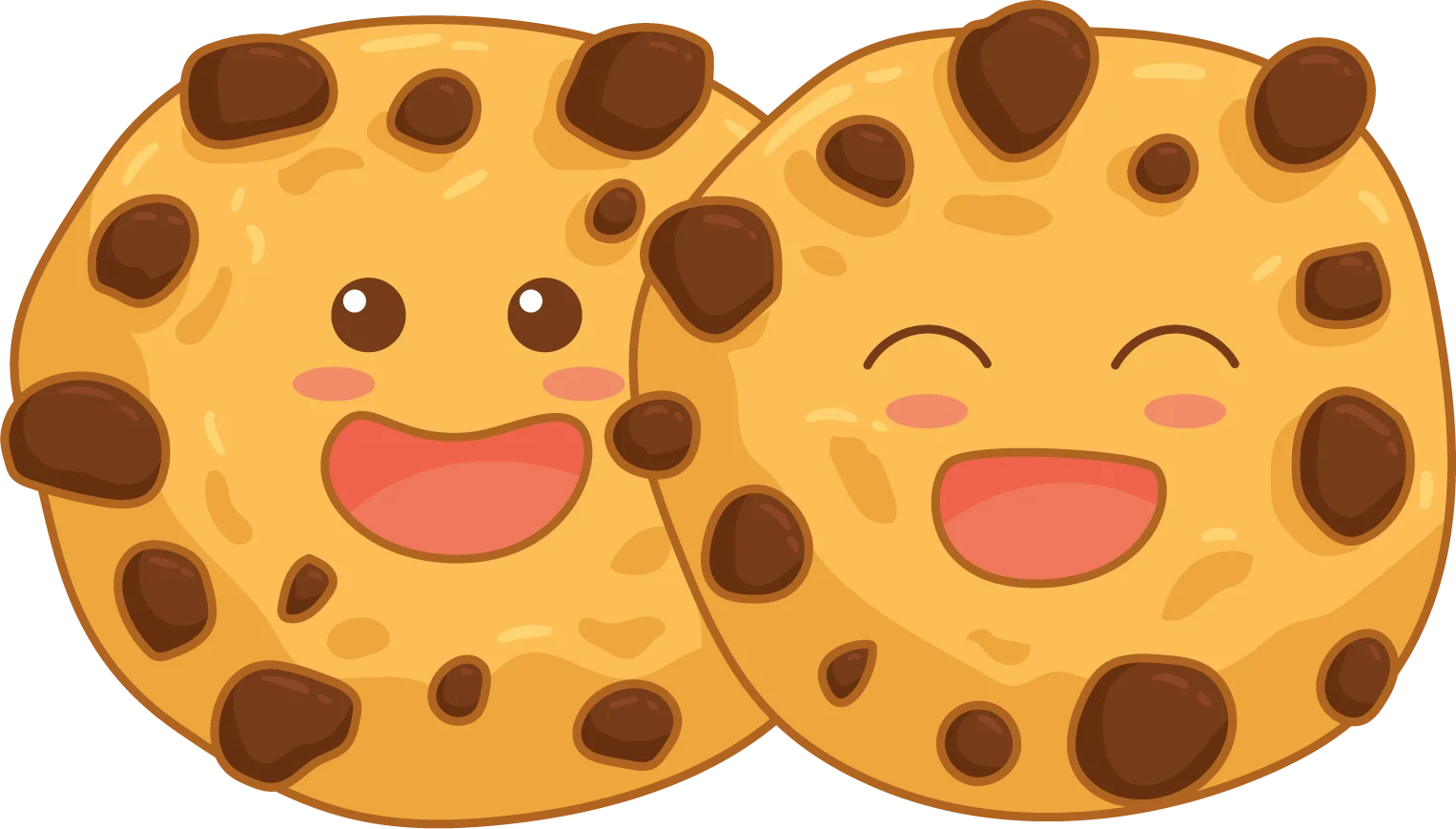 Adorable Chocolate Chip Cookies Clipart with Kawaii Cute Smiley Faces