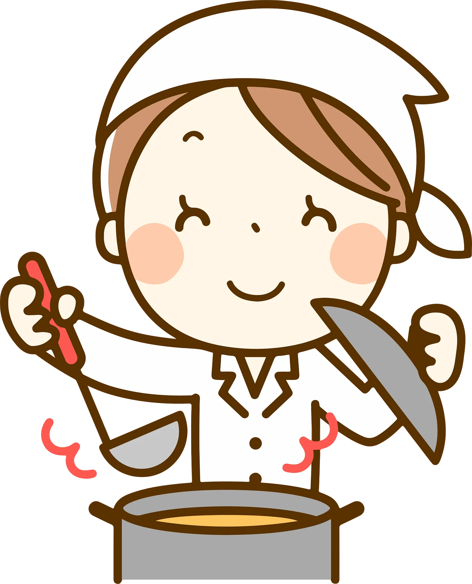 Cheerful Chef Preparing Delightful Meal in Cute Cartoon Cooking Clipart