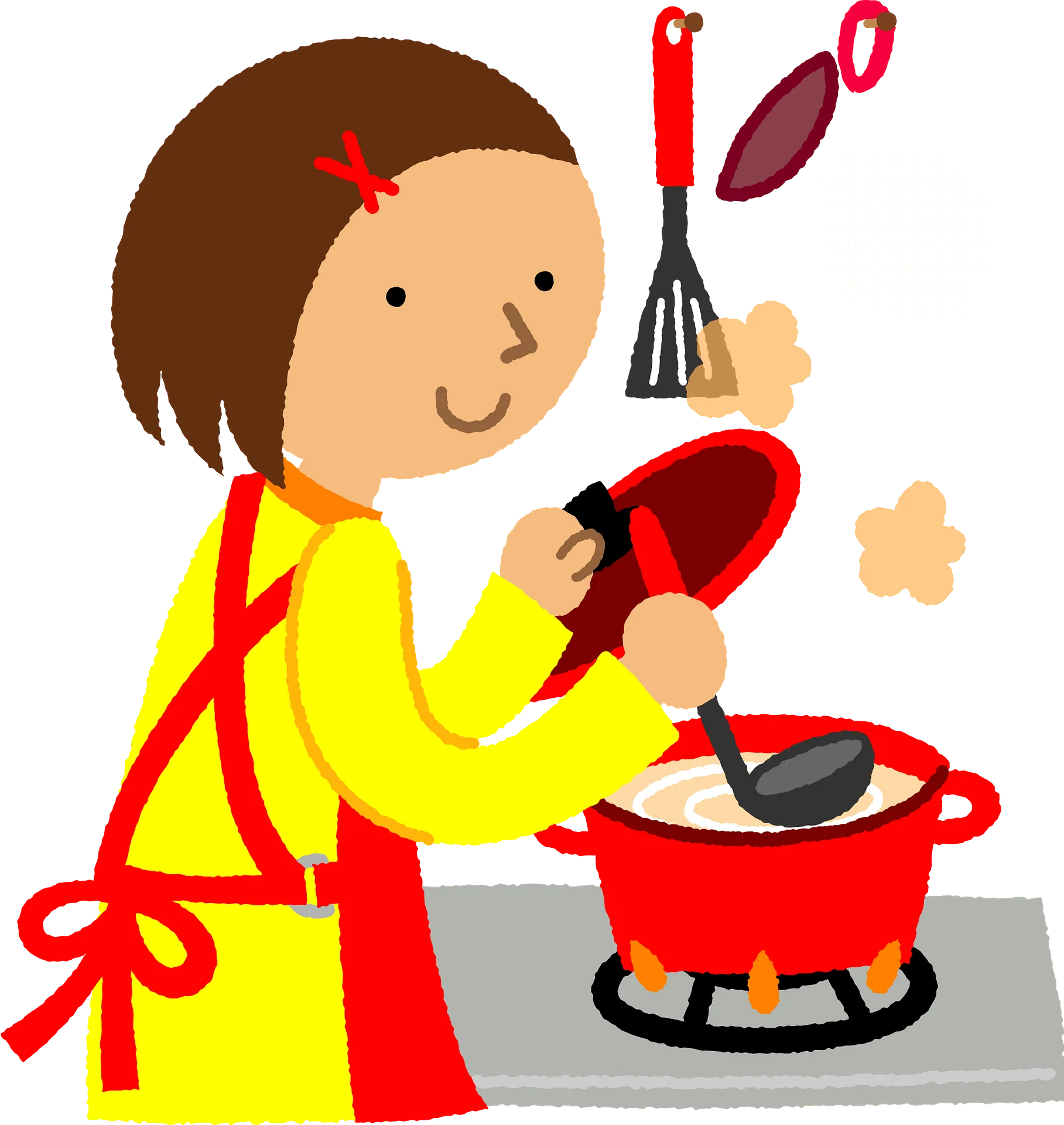 Cheerful Kitchen Helper Cooking Clipart - Culinary Adventures in Cartoon Style