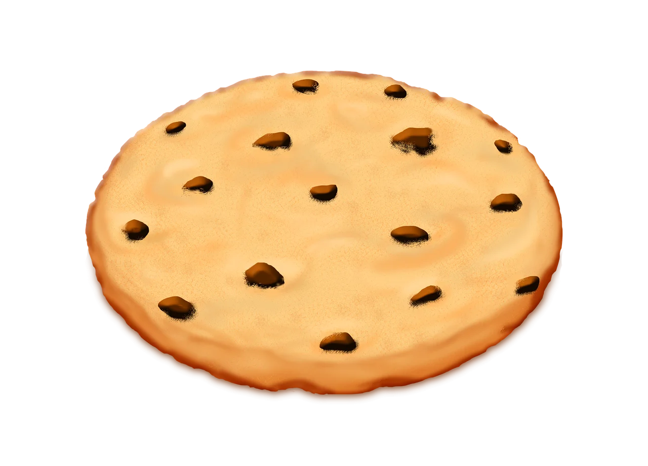 Classic Chocolate Chip Cookie Clipart Illustration with Golden Brown Edges