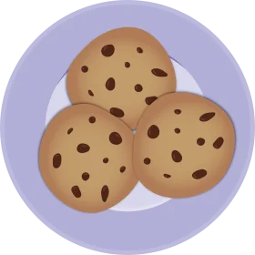 Classic Chocolate Chip Cookies Clipart Design with Soft Lavender Background