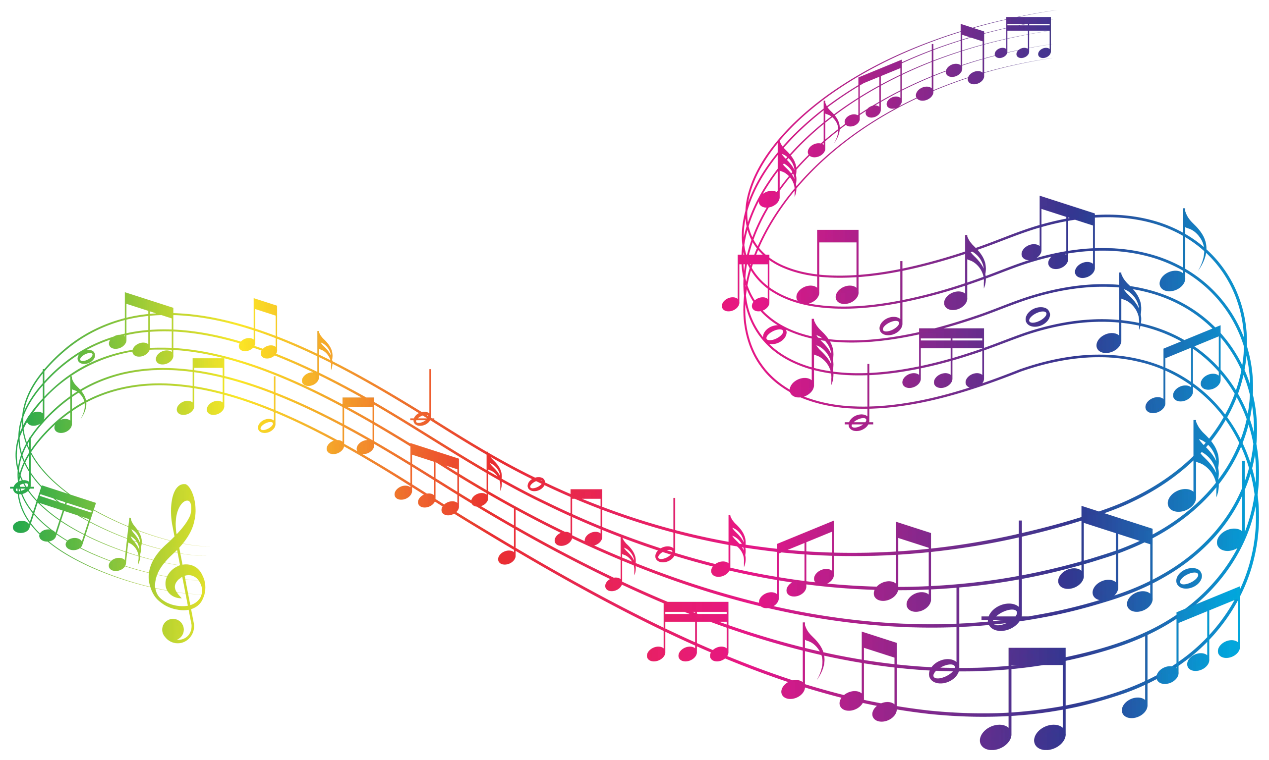 Colorful Musical Notes Clipart Swirling in Rainbow Spectrum Design