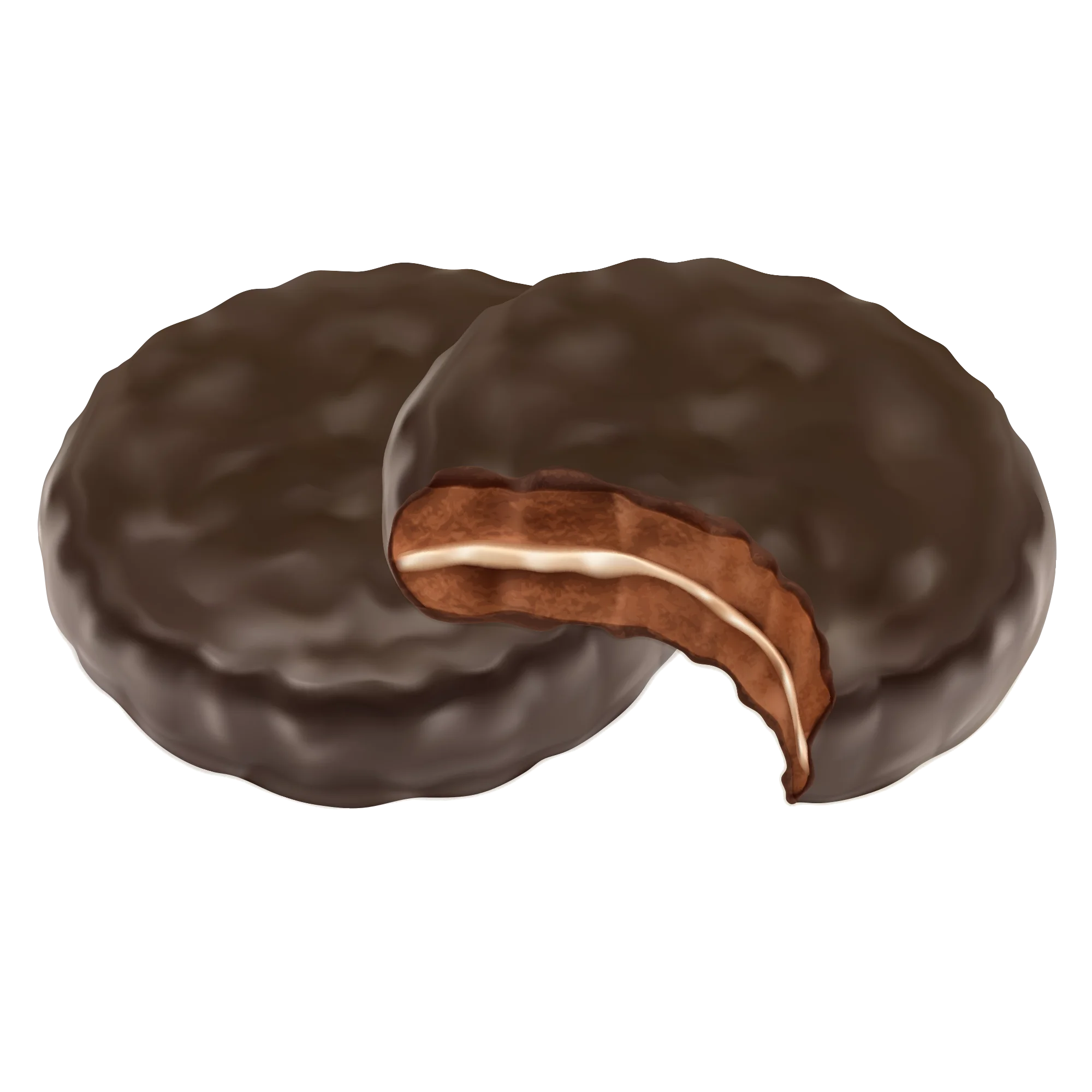 Delectable Chocolate Covered Cookie Sandwich Clipart with Creamy Filling