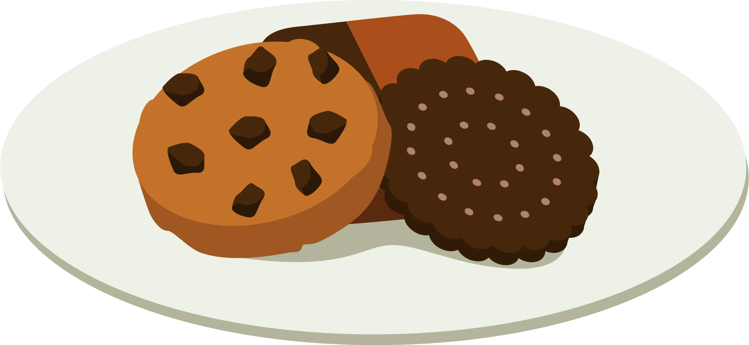 Delightful Chocolate Chip and Chocolate Sandwich Cookies Clipart Illustration